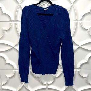 Tome blue crossover knit keyhole sweater XL.   Z